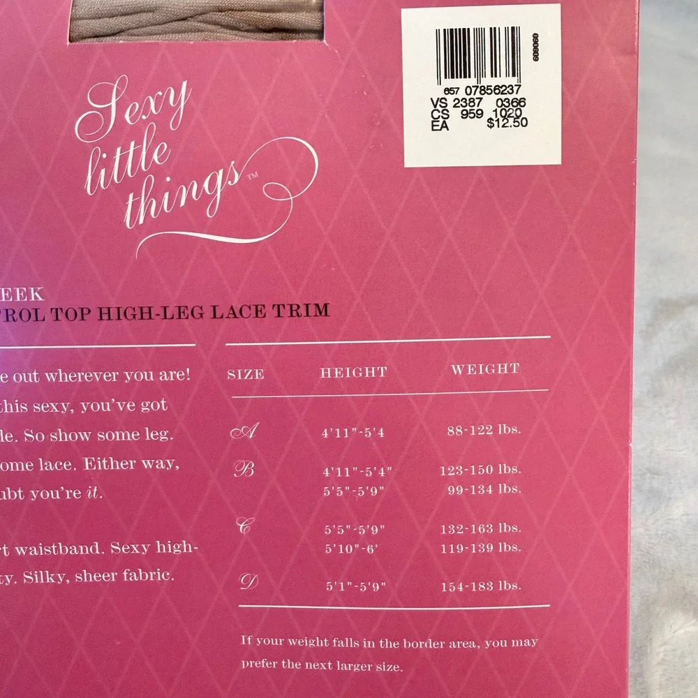 Victoria's Secret Sexy Little Things Hide & Peek Pantyhose Nude Size B NOS